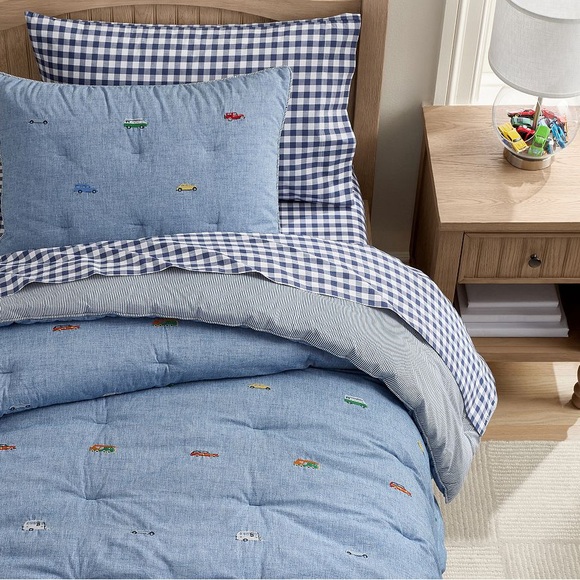 Pottery Barn Navy and White Gingham Bedding Set - Picture 2 of 3